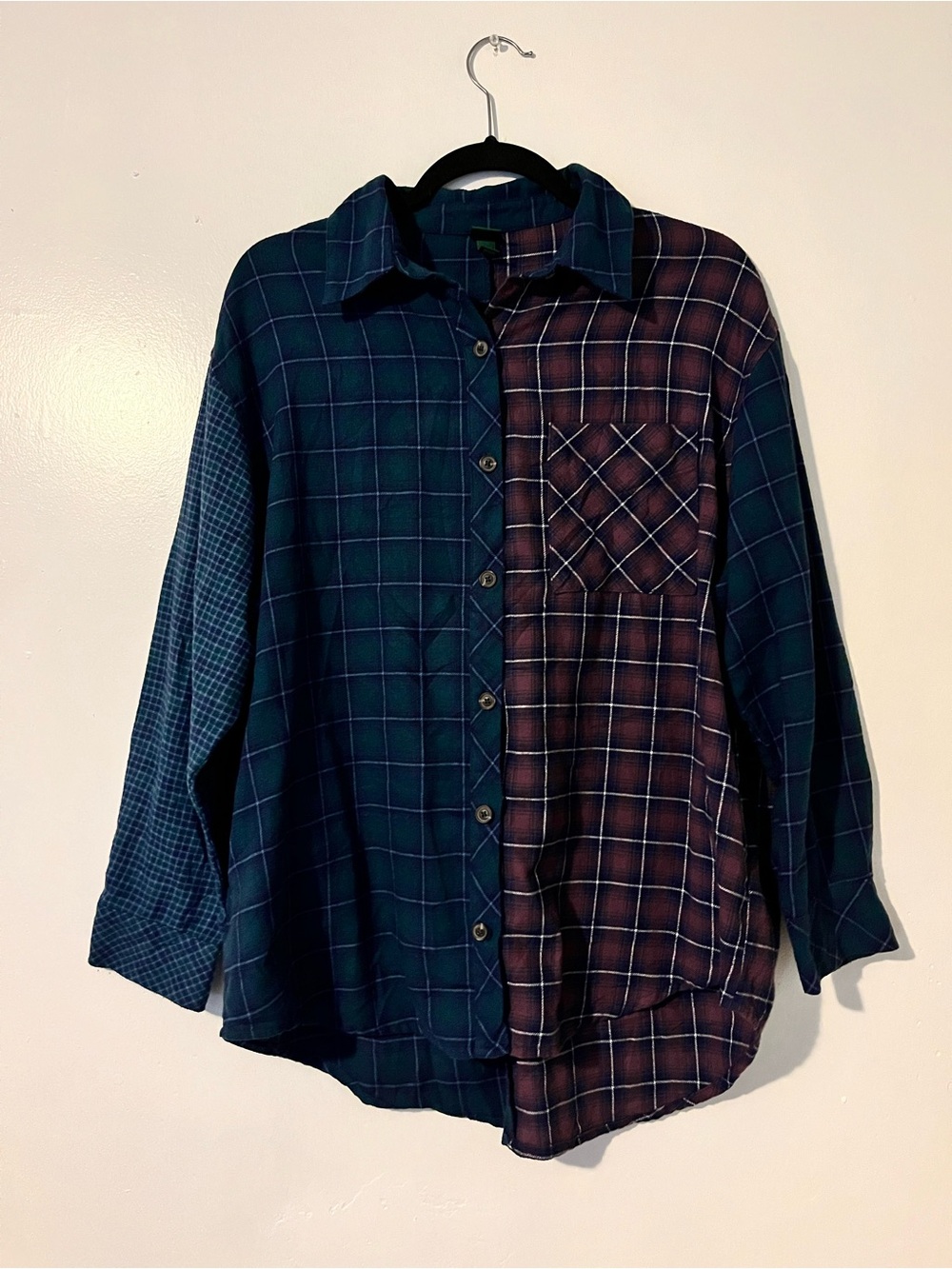 Wild Fable Two-Tone Plaid Button-Down Shirt - Navy & Burgundy